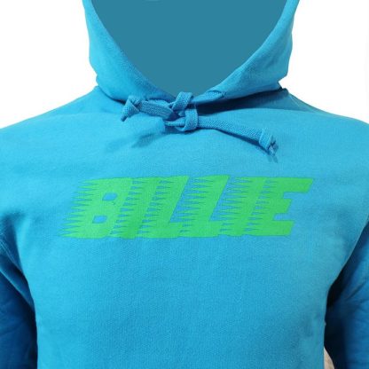 Band Merchandise Billie Eilish Thermal Photo Neon Logo Hoodie Sweater Pullover Blue - Image 5