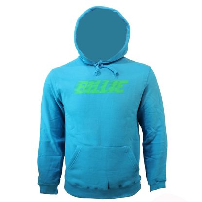 Band Merchandise Billie Eilish Thermal Photo Neon Logo Hoodie Sweater Pullover Blue - Image 6