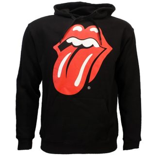 Band Merchandise The Rolling Stones Tongue and Lips Logo Hoodie Pullover Sweater Black