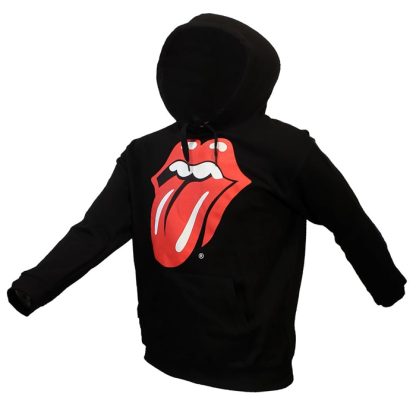 Band Merchandise The Rolling Stones Tongue and Lips Logo Hoodie Pullover Sweater Black - Image 2