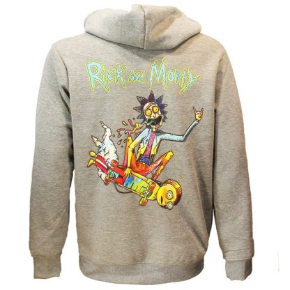 Rick and Morty Rick & Morty Acid Rick Hoodie Pullover Sweater Gray - Image 4