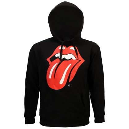Band Merchandise The Rolling Stones Tongue and Lips Logo Hoodie Pullover Sweater Black - Image 3