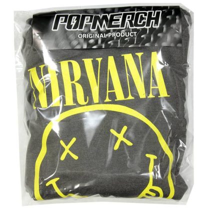 Band Merchandise Nirvana Classic Smiley Logo Hoodie Pullover Sweater Charcoal Grey - Image 5