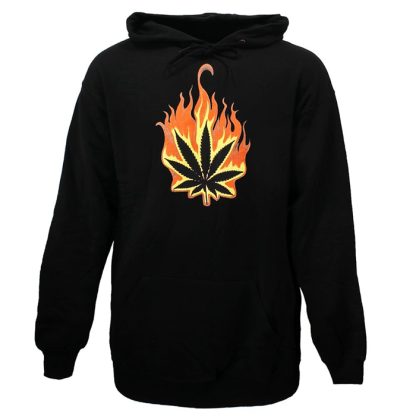 Burning Cannabis Leaf Hoodie Sweater - Original Design - Image 2