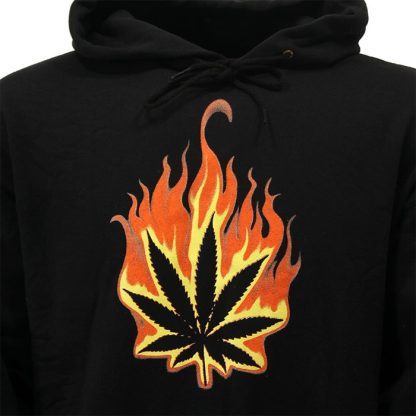 Burning Cannabis Leaf Hoodie Sweater - Original Design - Image 3