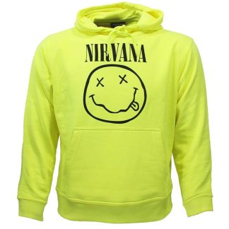 Band Merchandise Nirvana Neon Yellow Smiley Hoodie Sweater Sweater