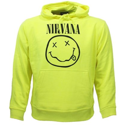 Band Merchandise Nirvana Neon Yellow Smiley Hoodie Sweater Sweater