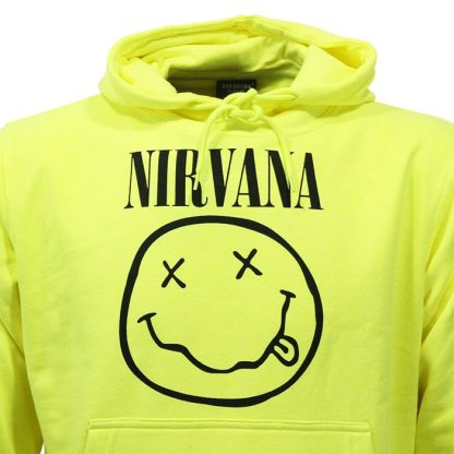 Band Merchandise Nirvana Neon Yellow Smiley Hoodie Sweater Sweater - Image 4