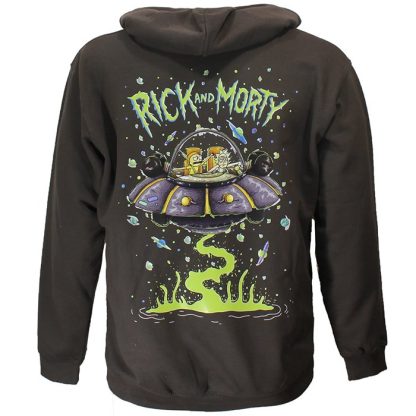 Rick and Morty Rick and Morty Sweater Spacecruiser Pullover Hoodie Dark Gray - Image 3