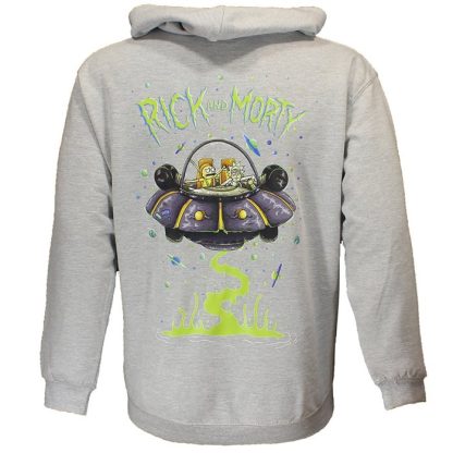 Rick and Morty Rick and Morty Sweater Spacecruiser Pullover Hoodie Gray - Image 4