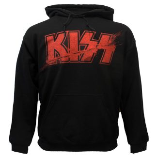 Band Merchandise KISS Slashed Logo Hoodie Pullover Sweater Black