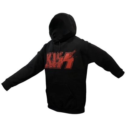 Band Merchandise KISS Slashed Logo Hoodie Pullover Sweater Black - Image 2