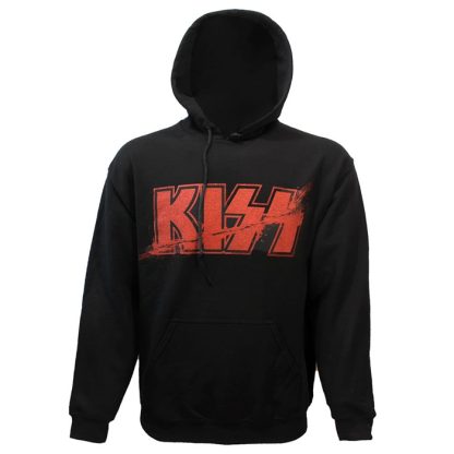 Band Merchandise KISS Slashed Logo Hoodie Pullover Sweater Black - Image 3