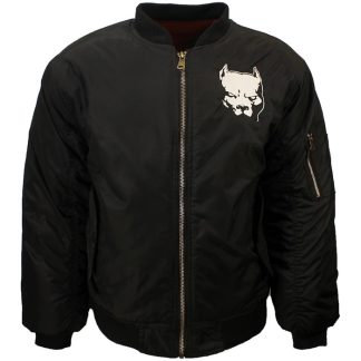 Hardcore Pitbull Embroidered Logo Bomberjack Style Jacket Black/White/Orange