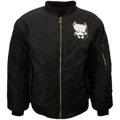 Hardcore Pitbull Embroidered Logo Bomberjack Style Jacket Black/White/Orange