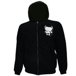 Hardcore Pitbull Embroidered Logo Zipper Hoodie Black