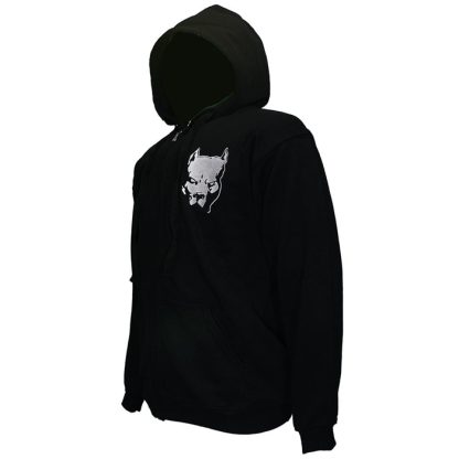 Hardcore Pitbull Embroidered Logo Zipper Hoodie Black - Image 3