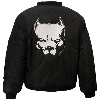 Hardcore Pitbull Embroidered Logo Bomberjack Style Jacket Black/White/Orange - Image 3
