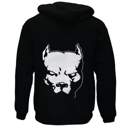 Hardcore Pitbull Embroidered Logo Zipper Hoodie Black - Image 4