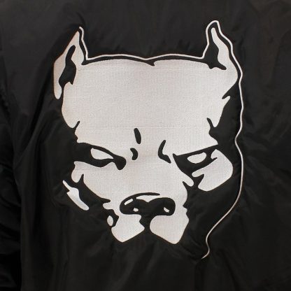 Hardcore Pitbull Embroidered Logo Bomberjack Style Jacket Black/White/Orange - Image 4