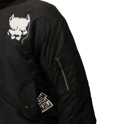 Hardcore Pitbull Embroidered Logo Bomberjack Style Jacket Black/White/Orange - Image 6