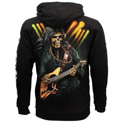 Rock Eagle Glow In The Dark Rock Hand Skeleton Zipper Hoodie Black - Image 3