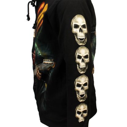 Rock Eagle Glow In The Dark Rock Hand Skeleton Zipper Hoodie Black - Image 6