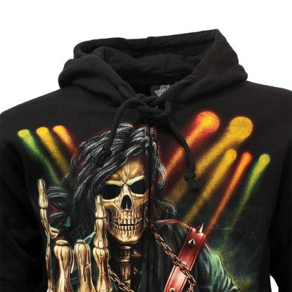 Rock Eagle Glow In The Dark Rock Hand Skeleton Zipper Hoodie Black - Image 8