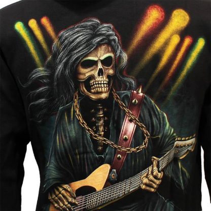 Rock Eagle Glow In The Dark Rock Hand Skeleton Zipper Hoodie Black - Image 9