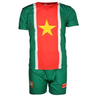 Suriname Suriname Oldschool Style Football Kit T-Shirt + Shorts Set Green