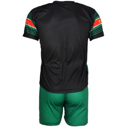 Suriname Surinam Techno Style Football Kit Set T-Shirt + Shorts Black / Green - Image 2