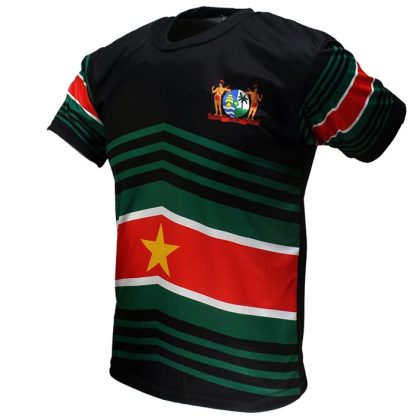 Suriname Surinam Techno Style Football Kit Set T-Shirt + Shorts Black / Green - Image 3