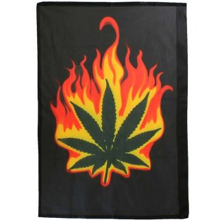 Fun & Fashion Burning Leaf Burning Marijuana Weed Leaf Flag Flag Black/Green/Red/Orange