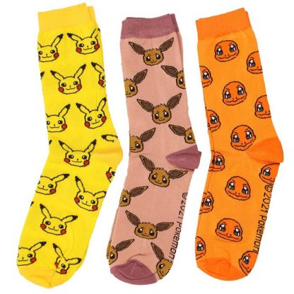 Pokémon Pokemon Charmander Eevee Pikachu Socks 3 Pack