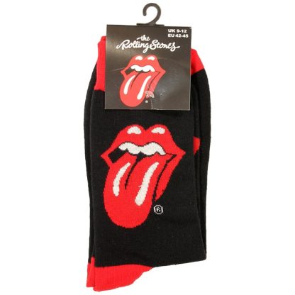 Band Merchandise The Rolling Stones Tongue and Lips Logo Socks Black/Red - Image 2