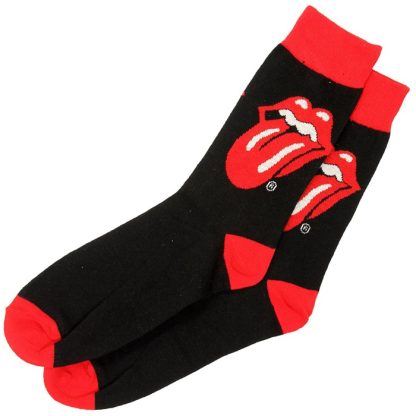 Band Merchandise The Rolling Stones Tongue and Lips Logo Socks Black/Red - Image 3